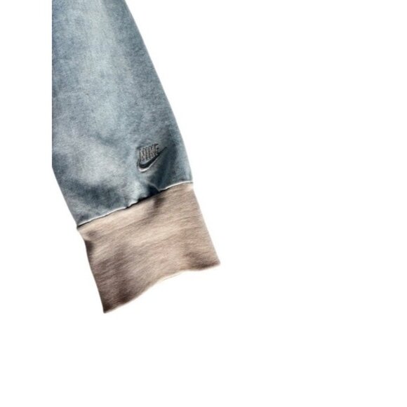 Nike Women's Sz M Destroyer Denim Bomber Jacket Light Blue W/ Contrast Tan Trim - Picture 8 of 13